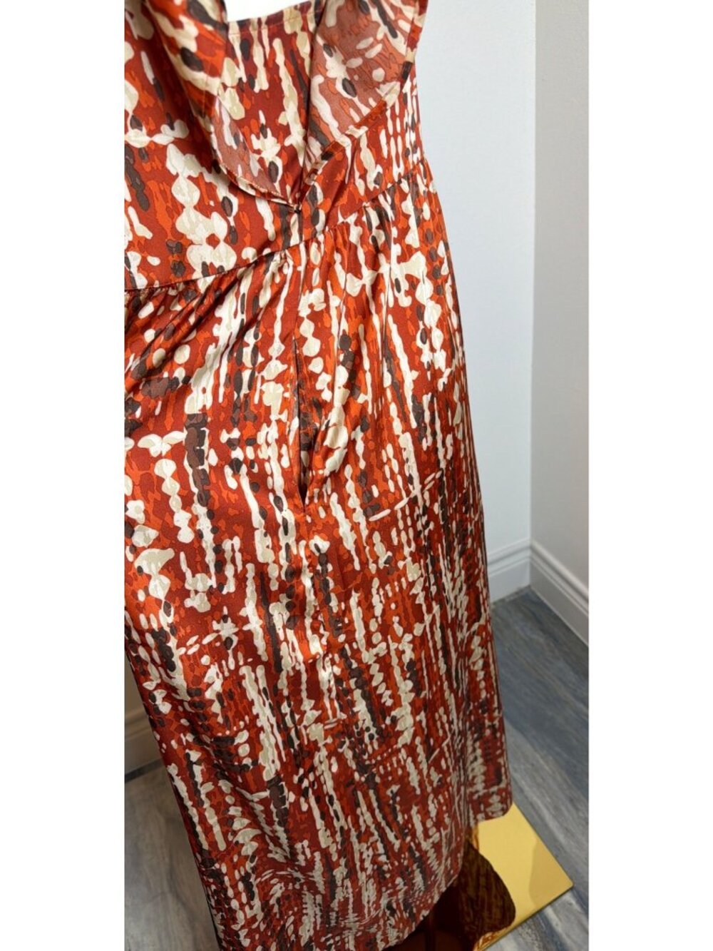 THML Rust Boho Abstract Print Maxi Dress with Pockets - Size Medium - Picture 4 of 13